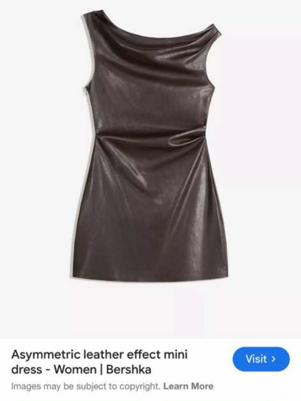 Bershka Faux Leather Cowl Neck Mini Dress